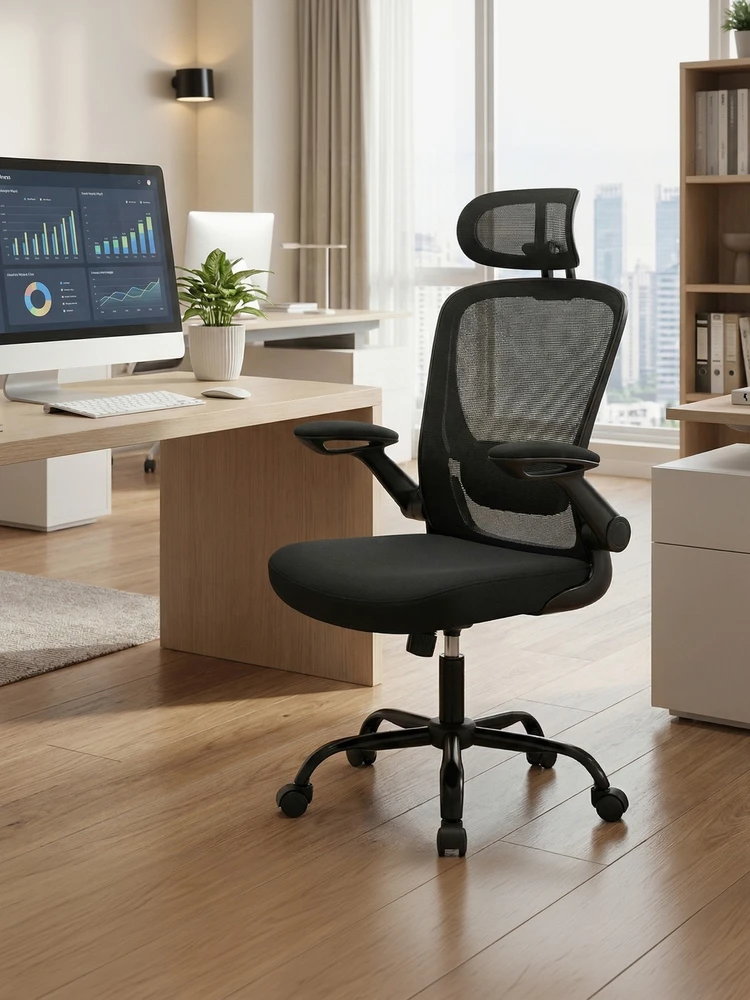 Koduva Ergonominė biuro kėdė su tinkline atrama, supimo funkcija, juoda, 62 x 62,4 x 120,4 cm