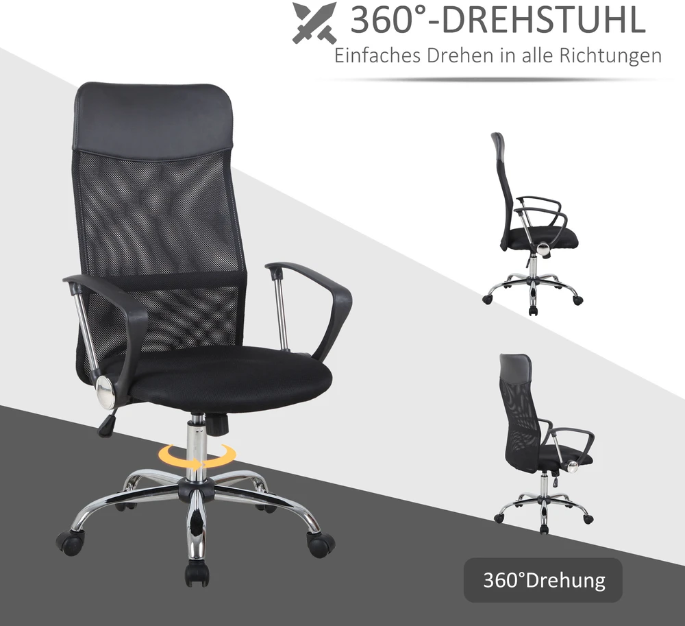 Aosom Ergonominė biuro kėdė, žaidimų kėdė, juoda, 63 x 65 x 109-119 cm