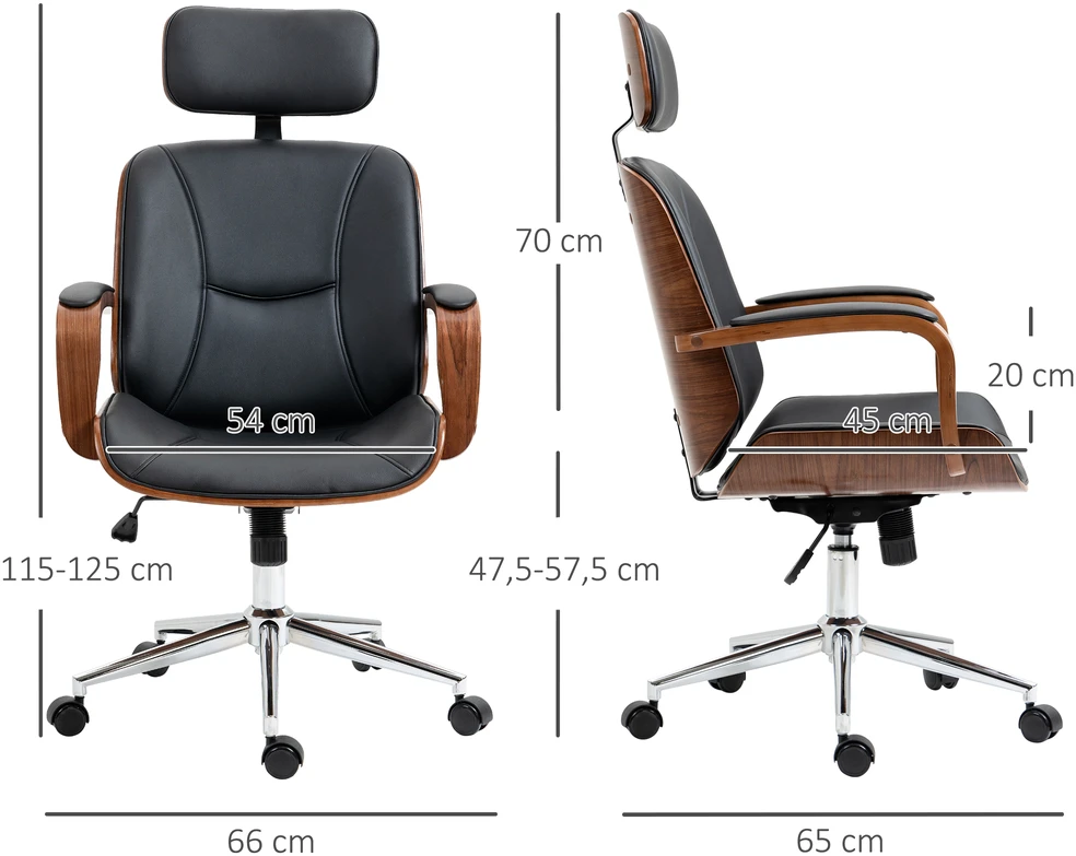 Aosom Ergonomiška biuro kėdė su aukšta atkalte, nuimama galvos atrama, juoda