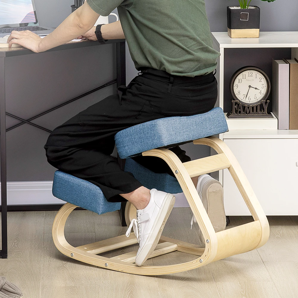 Aosom Ergonomiška kėdė su kelių atrama, mėlyna, iki 120 kg