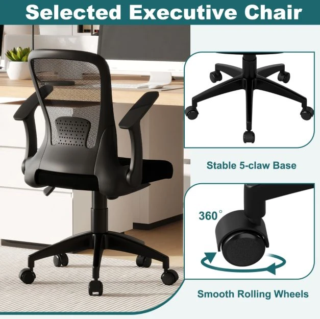 Promotion Ergonomiška tinklinė biuro kėdė su reguliuojamu atlošu, juoda