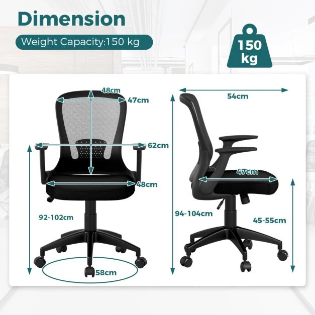 Promotion Ergonomiška tinklinė biuro kėdė su reguliuojamu atlošu, juoda
