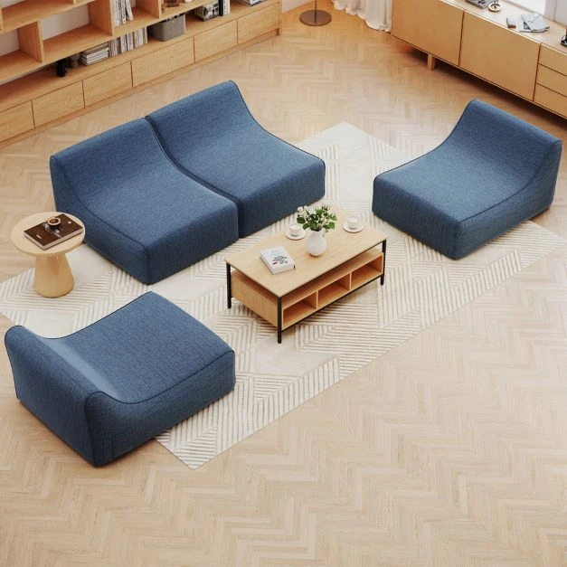 Koduva Ergonomiškas L formos pripučiama sofa mėlyna