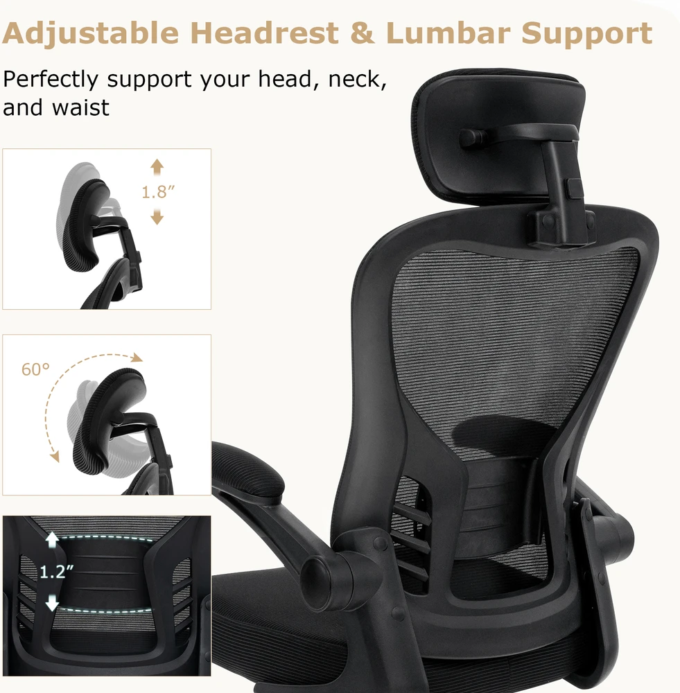 Promotion Ergonomiškas tinklinės biuro kėdės, reguliuojamo aukščio, juoda