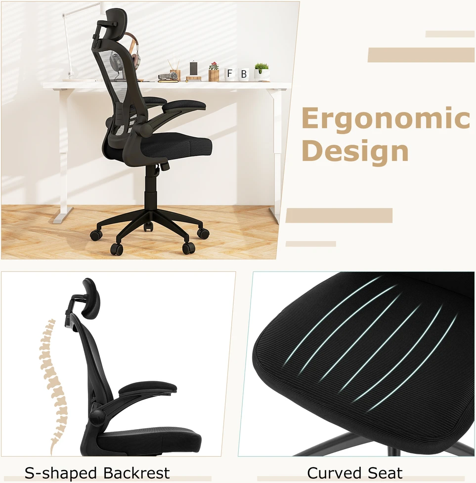 Promotion Ergonomiškas tinklinės biuro kėdės, reguliuojamo aukščio, juoda