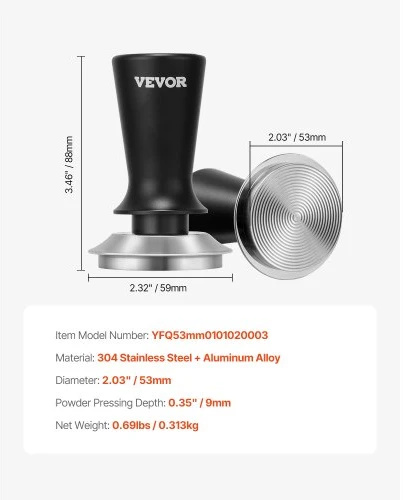 VEVOR Espreso tamperis, spyruoklinis, 53 mm, nerūdijantis plienas