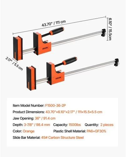 VEVOR F formos spaustuvai medienos darbams, 2 vnt., 91,4 cm, oranžiniai