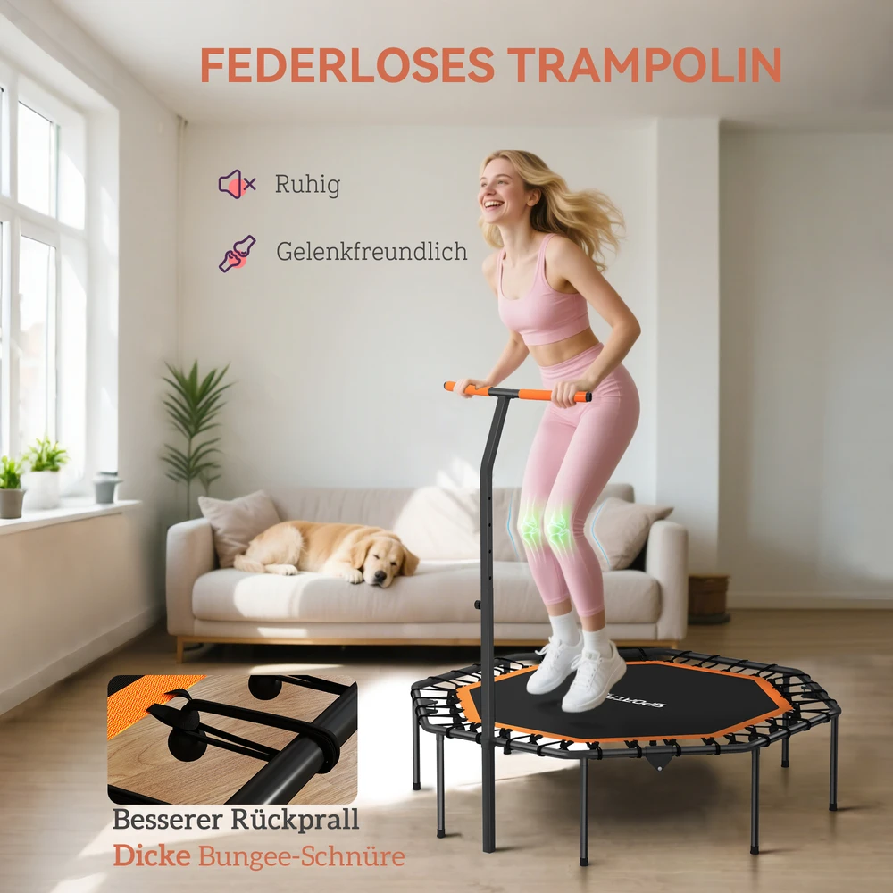 Aosom Fitness batutas su reguliuojama rankena, juodas / oranžinis, 128 x 120 x 98-126 cm