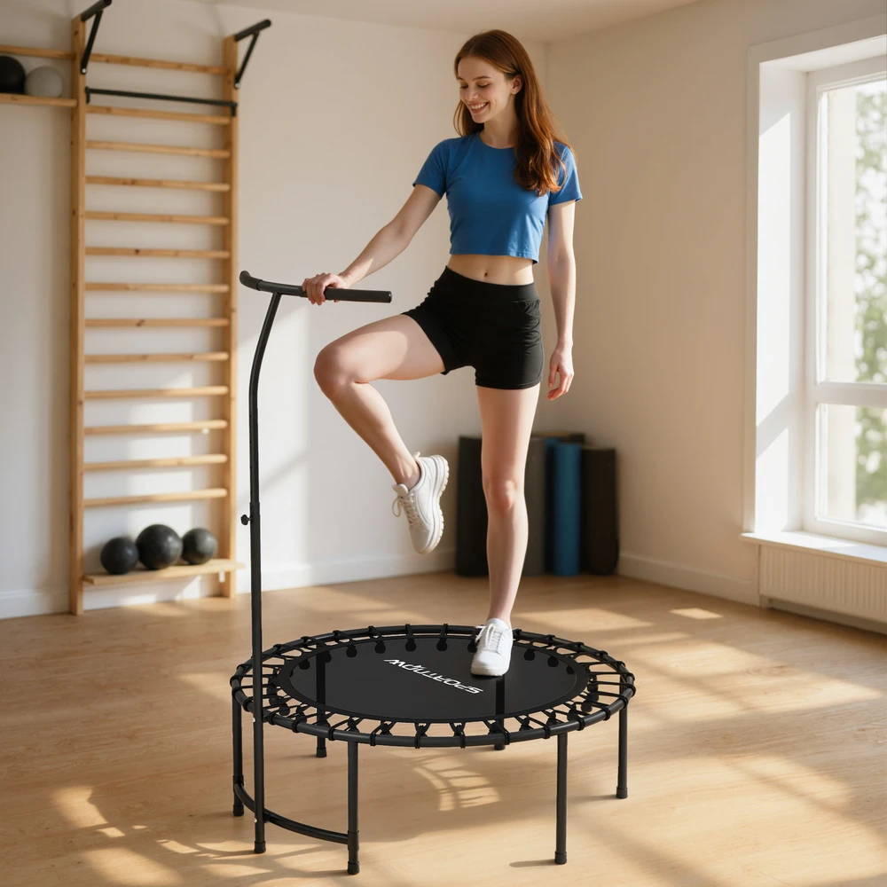 Sofa Aosom Fitnesso batutas su 5 lygių reguliuojama rankena, juodas, Ø102 cm