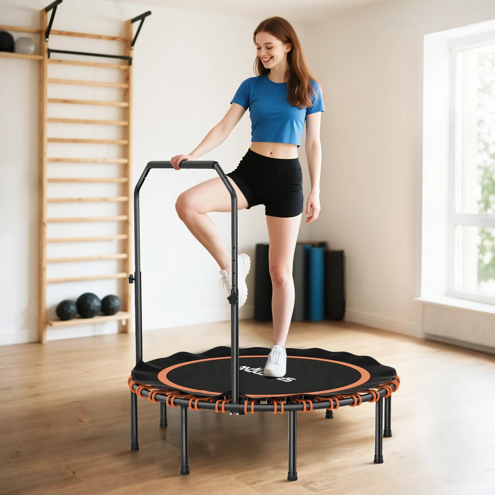 Sofa Aosom Fitnesso batutas su reguliuojamu turėklu, oranžinis, Ø122 cm