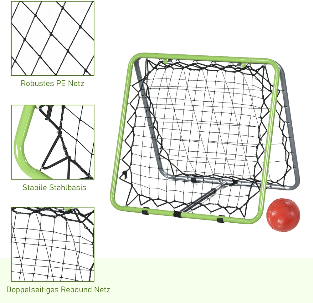 Aosom Futbolo atmušimo tinklas, reguliuojamas 5 lygiais, metalas, pilka / žalia / juoda, 75 x 75 x 64 cm