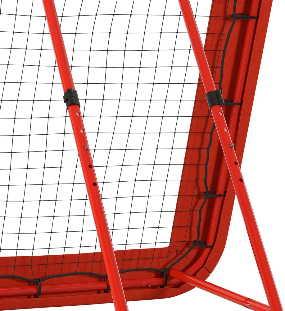Aosom Futbolo atšokimo tinklas, reguliuojamas, sulankstomas, metalinis rėmas, raudonas, 128 x 118 x 108-120 cm