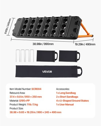 Koduva Futbolo kamuolio atmušimo lenta VEVOR SCR004, 95 x 25 cm, 3 reguliuojami kampai