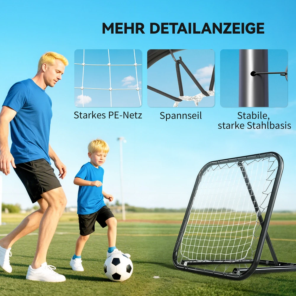 Aosom Futbolo rebounderis, 78 x 84 x 65-78 cm, juodas/baltas
