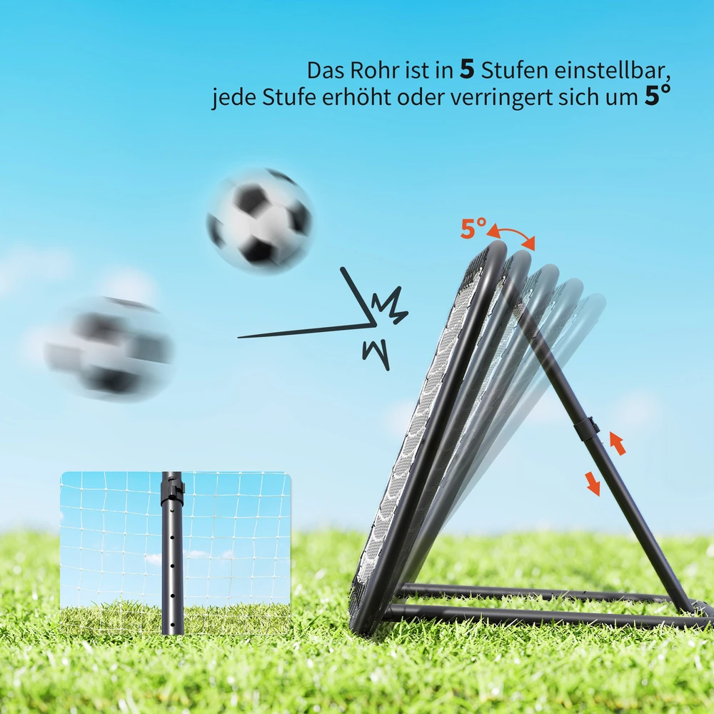 Aosom Futbolo rebounderis, 78 x 84 x 65-78 cm, juodas/baltas