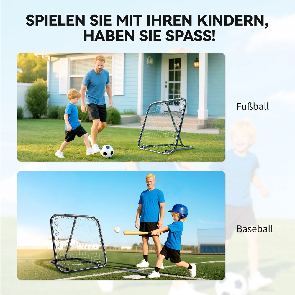 Aosom Futbolo rebounderis, 78 x 84 x 65-78 cm, juodas/baltas