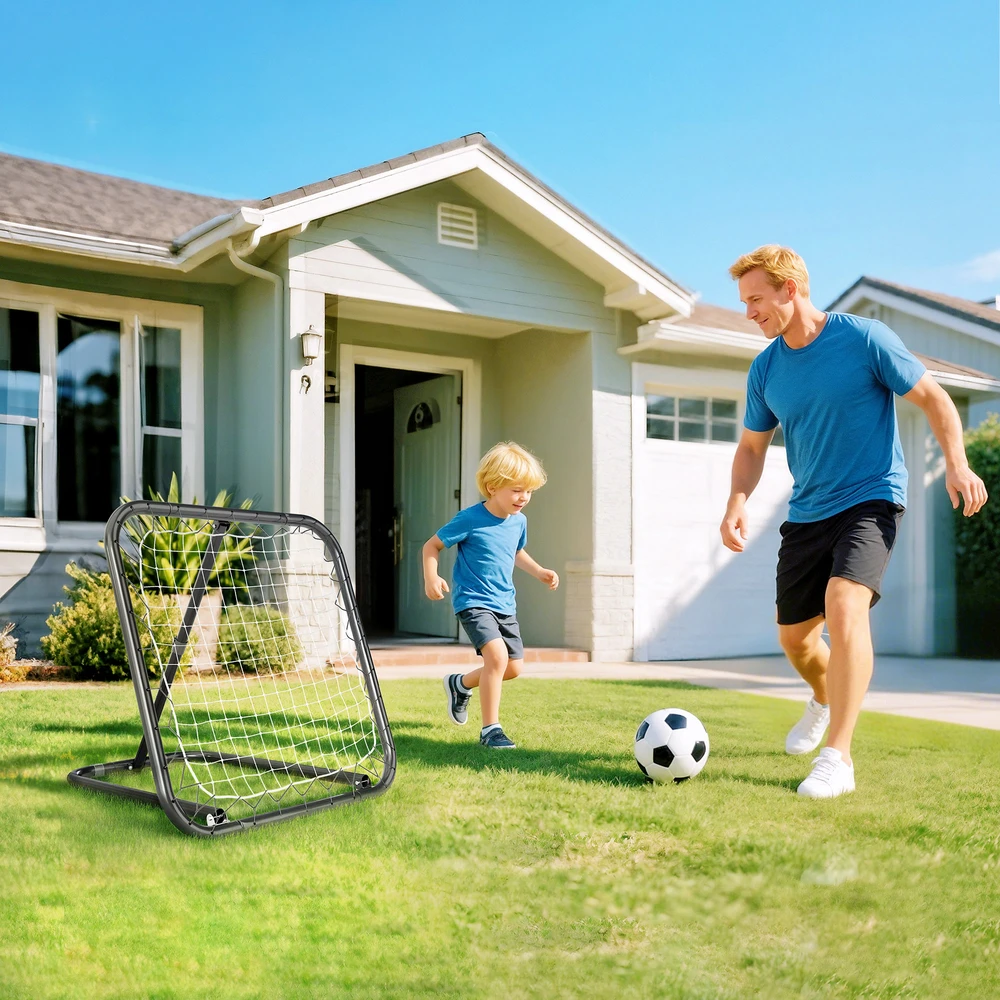 Aosom Futbolo rebounderis, 78 x 84 x 65-78 cm, juodas/baltas