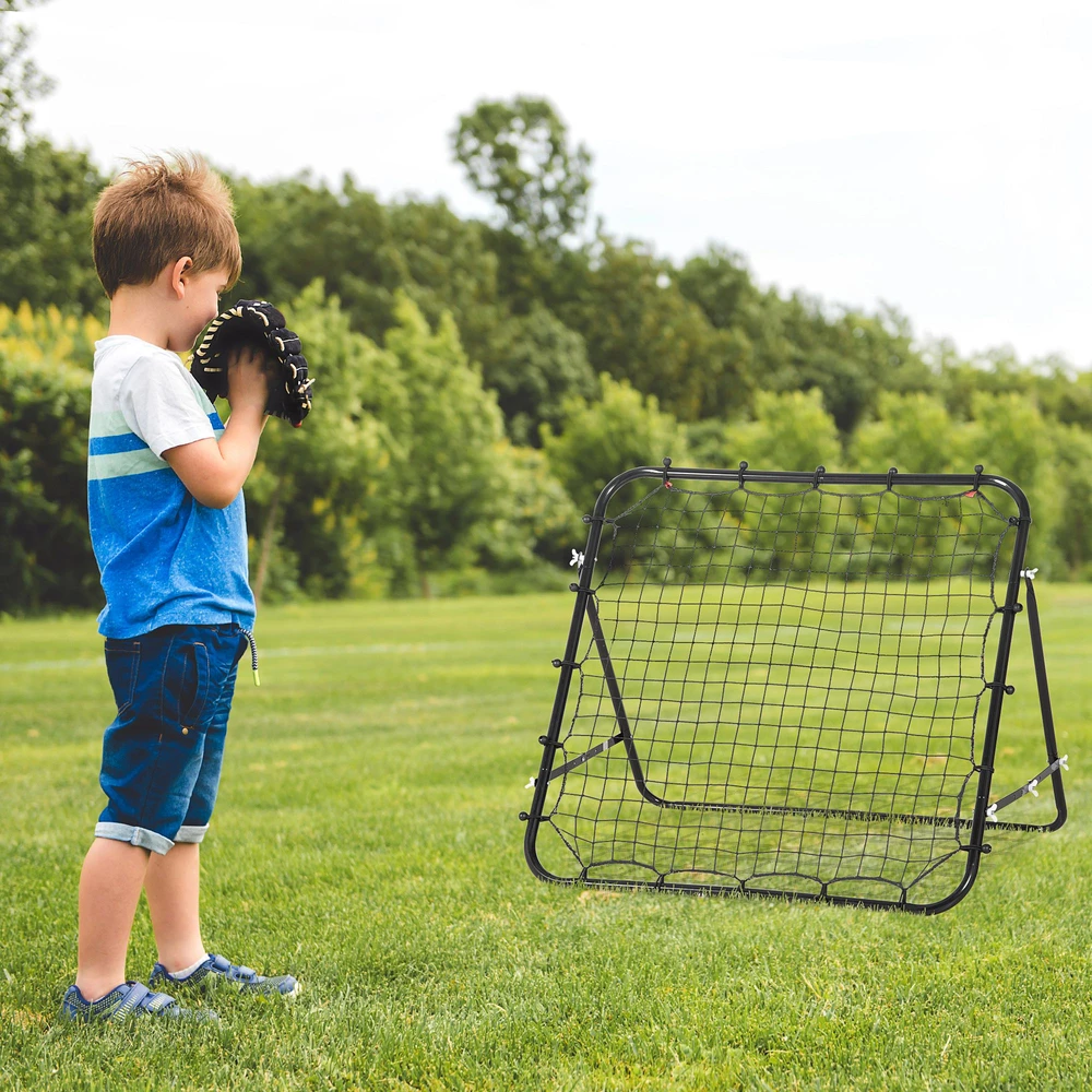 Aosom Futbolo rebounderis, 84 x 84 cm, juodas