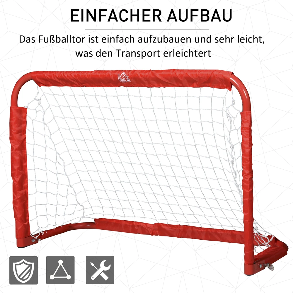 Aosom Futbolo vartų rinkinys, 2 sulankstomi mini vartai, metalinis rėmas, raudona, 90 x 36 x 60 cm