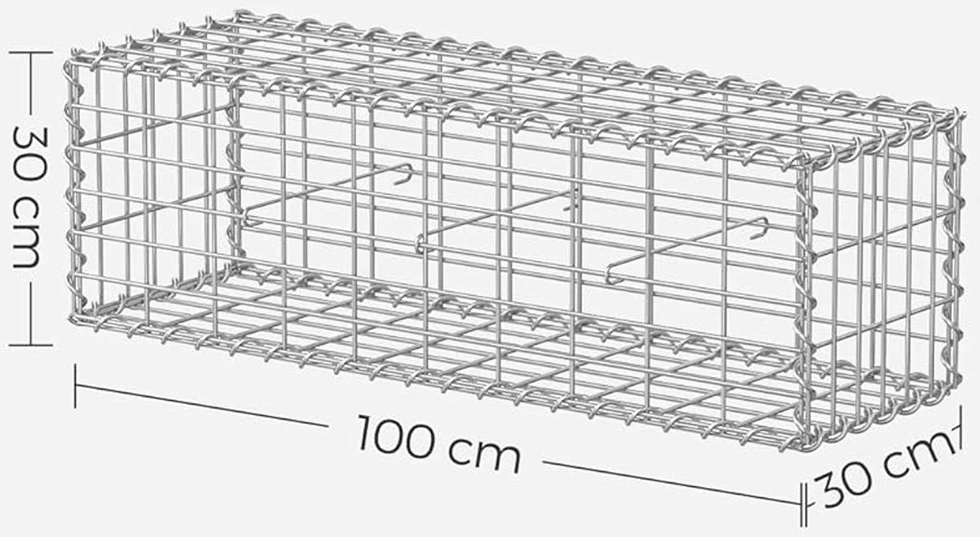 Koduva Gabionų krepšių rinkinys, 2 vnt., 100 x 30 x 30 cm, cinkuotas plienas, sidabrinis