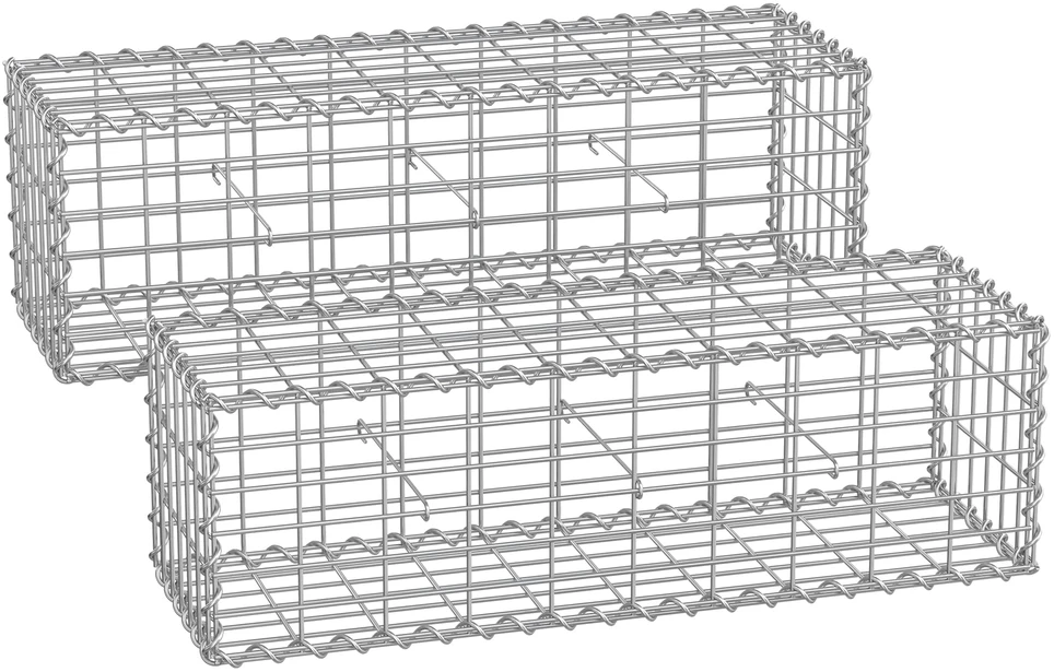 Koduva Gabionų krepšių rinkinys, 2 vnt., 100 x 30 x 30 cm, cinkuotas plienas, sidabrinis