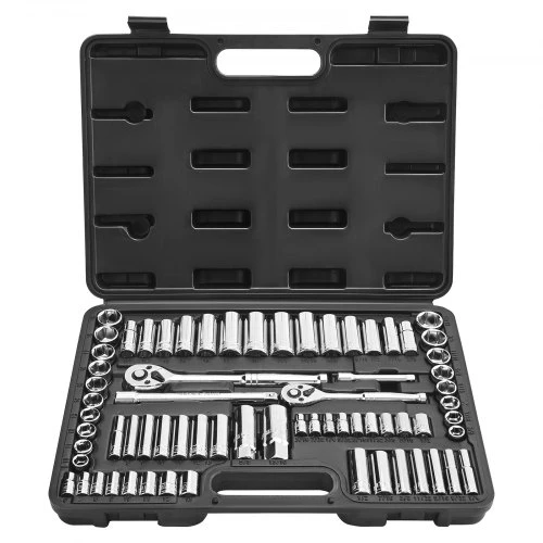 VEVOR Galvučių ir terkšlių rinkinys XL3266, 69 dalių, 9,5 ir 6,4 mm, CR-V legiruotas plienas
