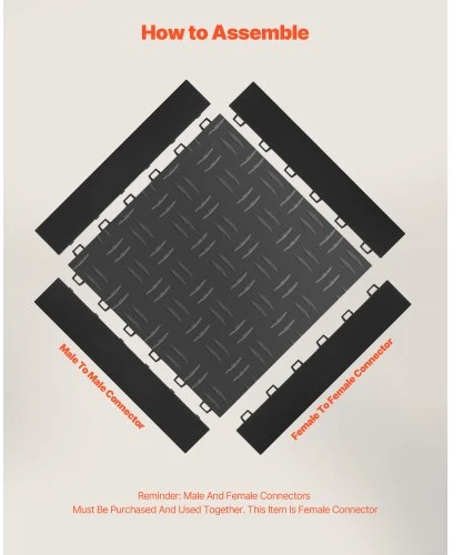 VEVOR Garažo grindų perėjimo kraštų rinkinys JQ-BHM, 15 vnt., PP, juodas, 31 x 6 x 1 cm