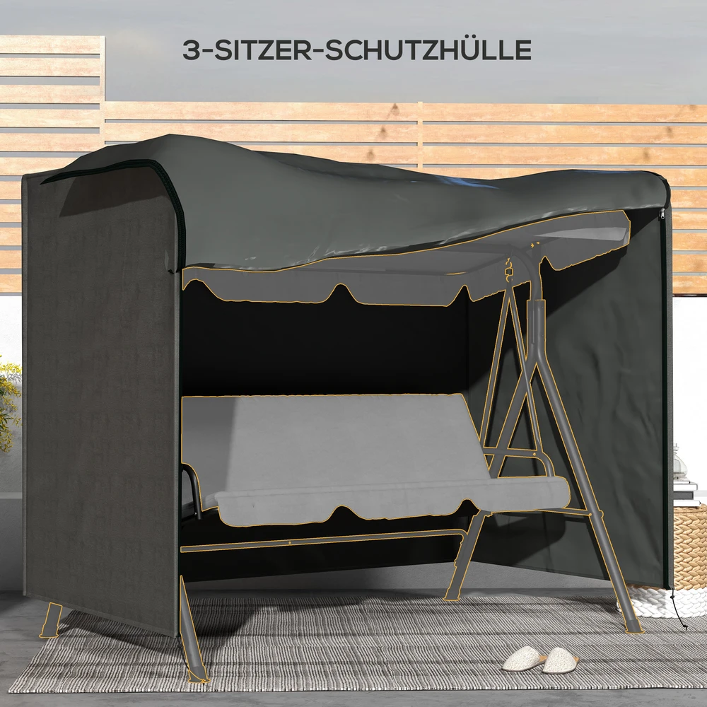 Aosom Gartenschaukel, apsauginis uždangalas Hollywoodschaukel, tamsiai pilka, 205 x 124 x 164 cm