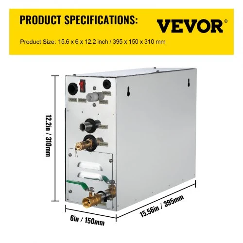 Koduva Garų generatorius VEVOR VV-SG-6KW pirčiai, 6 kW, su LED skaitmeniniu ekranu, 220/240 V