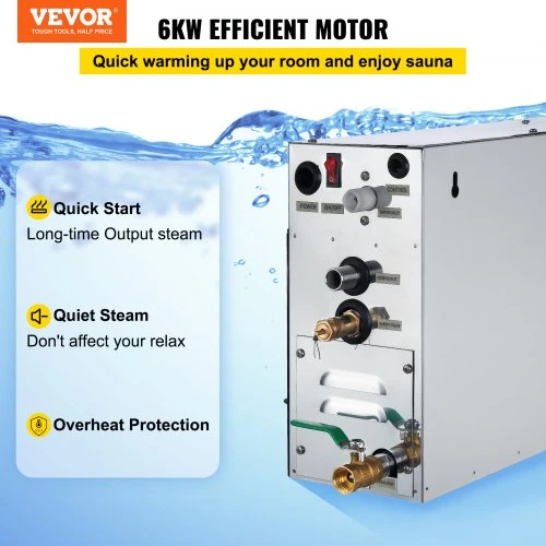 Koduva Garų generatorius VEVOR VV-SG-6KW pirčiai, 6 kW, su LED skaitmeniniu ekranu, 220/240 V