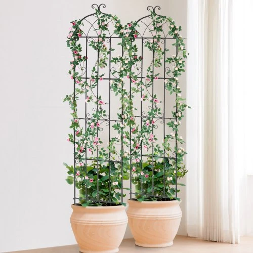 VEVOR Gėlių grotelės vijokliniams augalams, metalinės, juodos, 51 x 220 cm, 4 vnt.