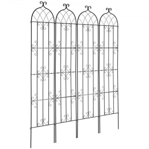 VEVOR Gėlių grotelės vijokliniams augalams, metalinės, juodos, 51 x 220 cm, 4 vnt.