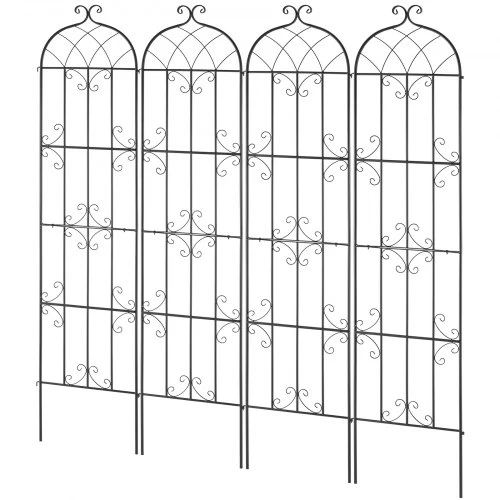 VEVOR Gėlių grotelės vijokliniams augalams, metalinės, juodos, 51 x 220 cm, 4 vnt.