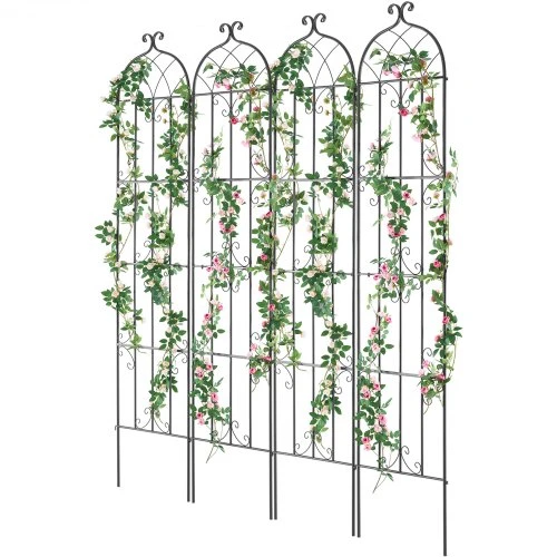 VEVOR Gėlių grotelės vijokliniams augalams, metalinės, juodos, 51 x 220 cm, 4 vnt.