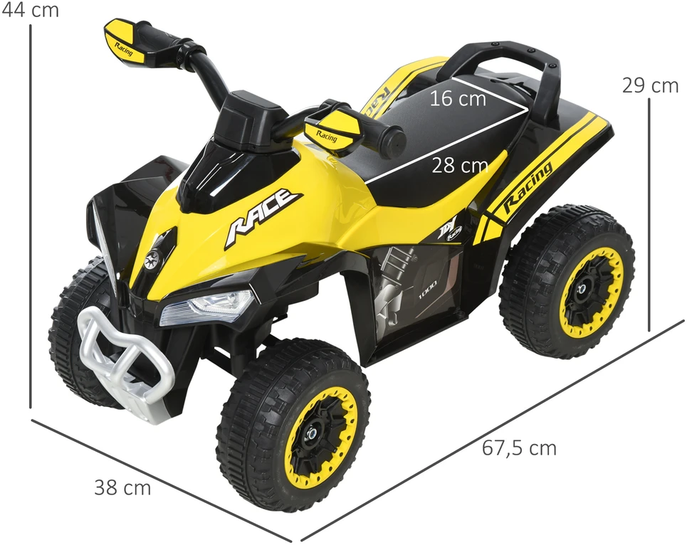 Aosom Geltonas vaikiškas riedantis automobilis, 67,5 x 38 x 44 cm