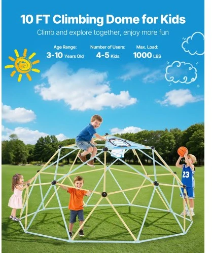 Koduva Geometrinis laipiojimo kupolas VEVOR JX-DC-10, 305 x 305 x 153 cm, iki 453 kg