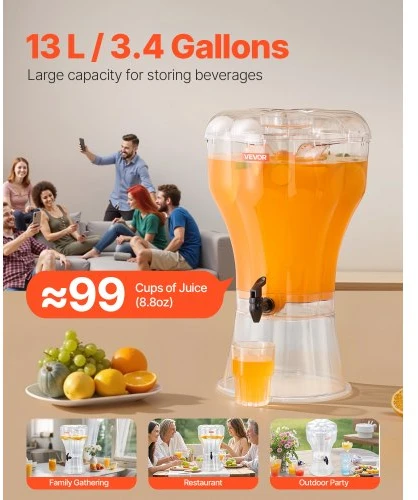 Koduva Gėrimų dozatorius VEVOR, 13 l, skaidrus, PC plastikas