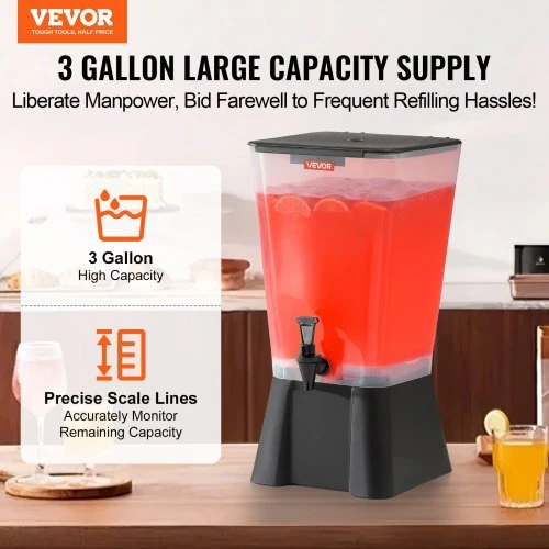 VEVOR Gėrimų dozatorius, 19 l, juodas, PP plastikas