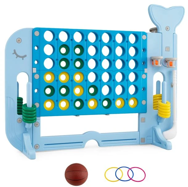 Promotion Giant 4-to-Score Game Set jumbo 4-in-1 žaidimų rinkinys su žiedų mėtymu, mėlynas