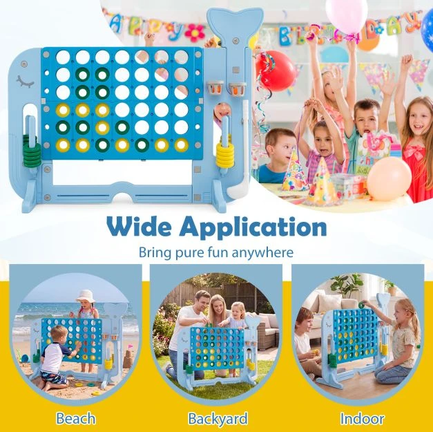 Promotion Giant 4-to-Score Game Set jumbo 4-in-1 žaidimų rinkinys su žiedų mėtymu, mėlynas