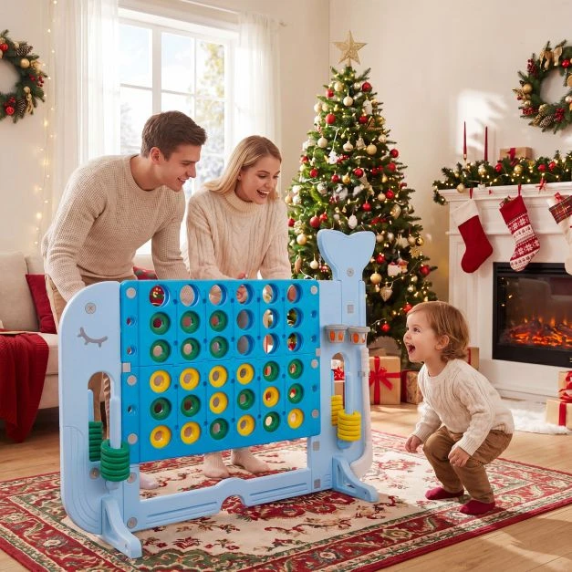 Promotion Giant 4-to-Score Game Set jumbo 4-in-1 žaidimų rinkinys su žiedų mėtymu, mėlynas