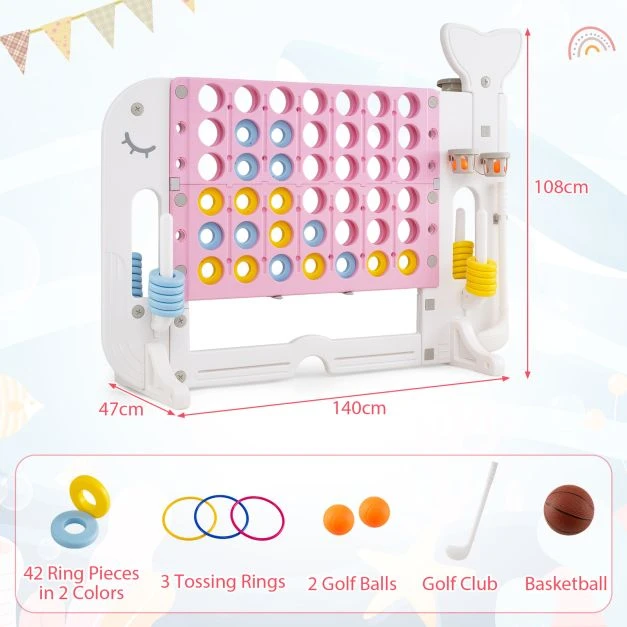 Promotion Giant 4-to-Score žaidimų rinkinys su žiedų mėtymu, rausvas