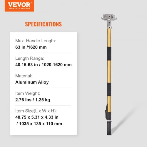 Koduva Gipso kartono glaistymo dėžės rankena VEVOR, aliuminis, 102-162 cm