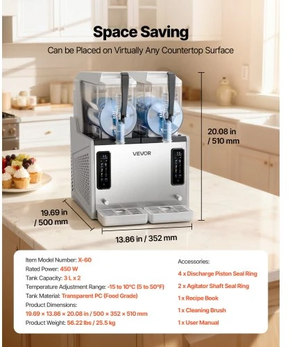 VEVOR Granitos aparatas X-60, 2 x 3 l, 450 W