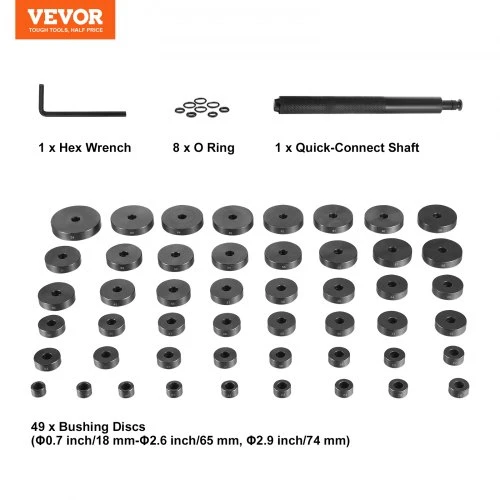 VEVOR Guolių ir sandariklių montavimo rinkinys XC2523, 52 dalių, plienas, 18-65 mm ir 74 mm