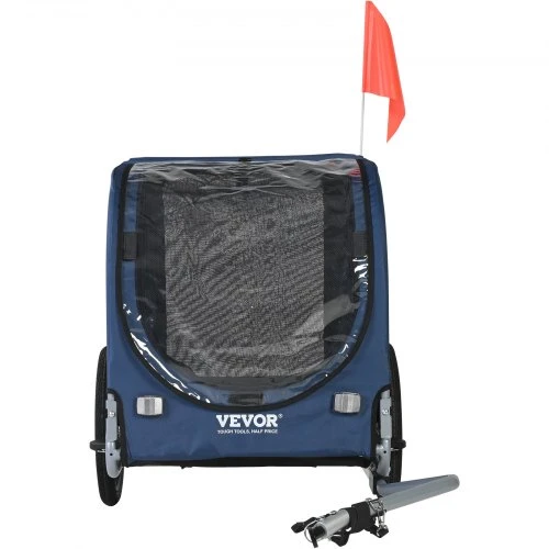 VEVOR Gyvūnų dviračio priekaba DT815, mėlyna/juoda, iki 45 kg, 144 x 73 x 85 cm