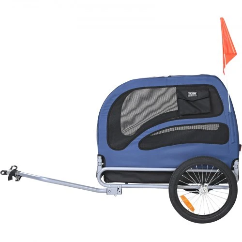 VEVOR Gyvūnų dviračio priekaba DT815, mėlyna/juoda, iki 45 kg, 144 x 73 x 85 cm