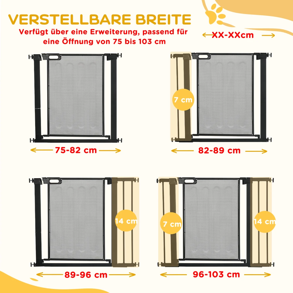 Aosom Gyvūnų varteliai, reguliuojamas plotis 75–103 cm, juodi