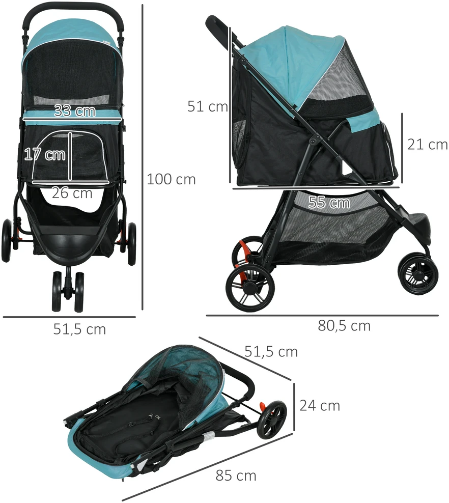Aosom Gyvūnų vežimėlis, tamsiai žalias, iki 15 kg