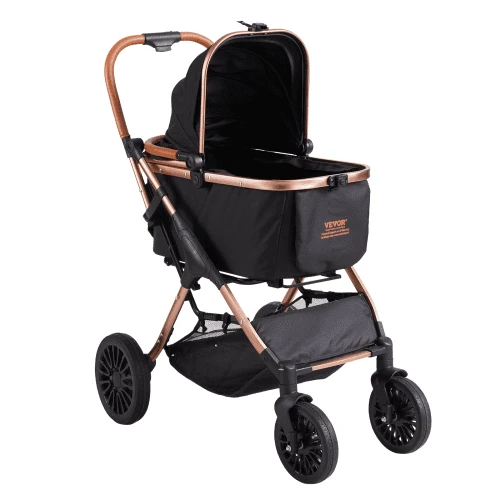 Koduva Gyvūnų vežimėlis VEVOR G10A, 4 ratų, juodas, iki 30 kg, 52 x 27 x 64 cm